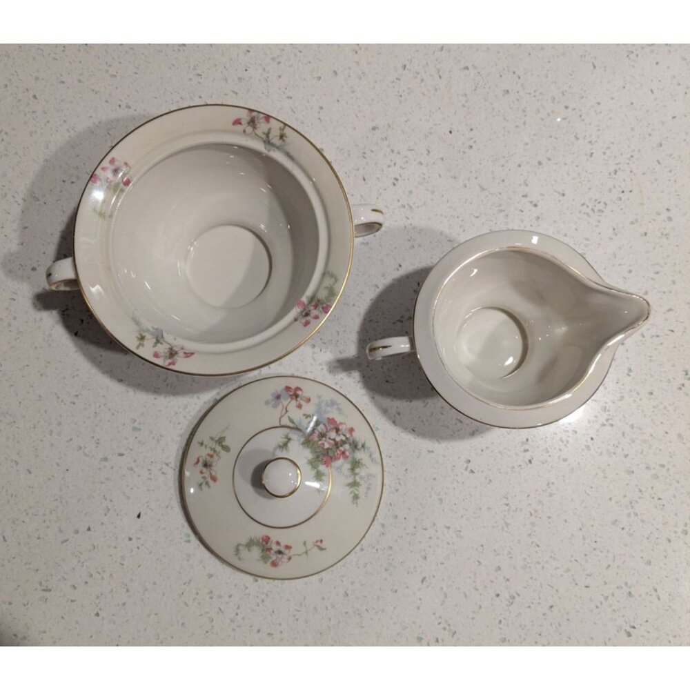 Vintage Theodore Haviland Apple Blossom Cream Sugar Set - Picture 8 of 16